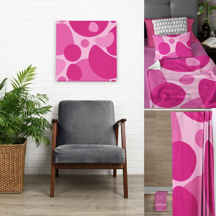 Abstract Art and shapes in shades of pink in home décor.